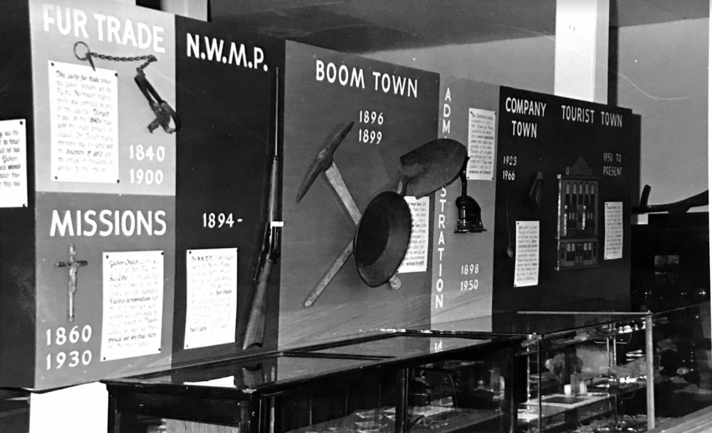 An exhibition with text about the fur trade, missions, the North West Mounted Police, and Boom Town. 